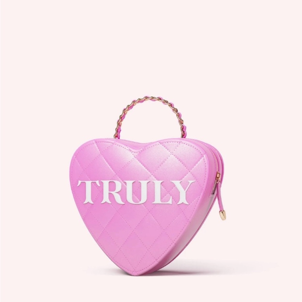 TRULY 2023 PINK HEART SHAPED BAG WITH CHAIN DETAILING LIMITED EDITION NWT